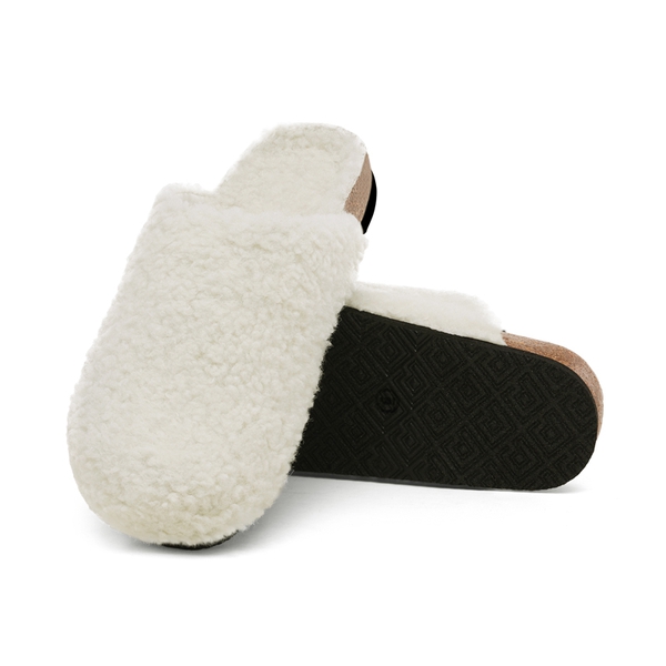 Indoor & Outdoor Cork Fuzzy Slippers - CREAMY WHITE - 5